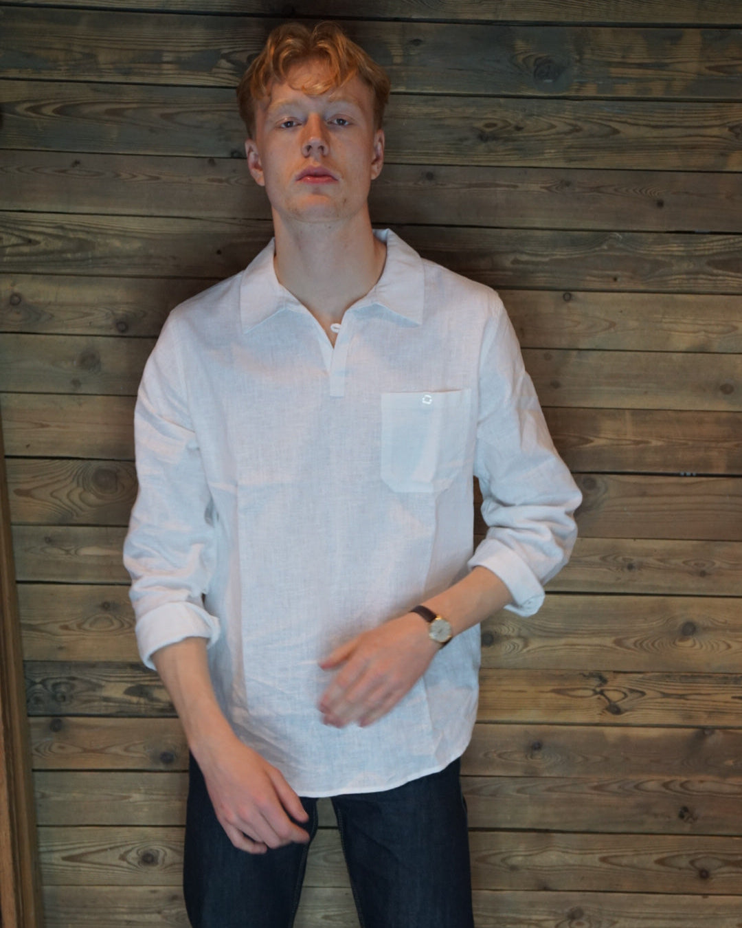 Skärgårdsskjorta i Vit Ramie